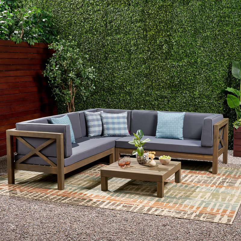 Highland Dunes Ellison 4 Piece Sectional Seating Sofa Set With
