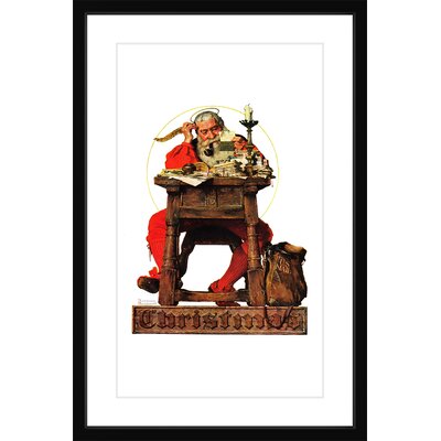 'Santa at His Desk' - Picture Frame Oil Painting Print on Paper Vault W Artwork Size: 18