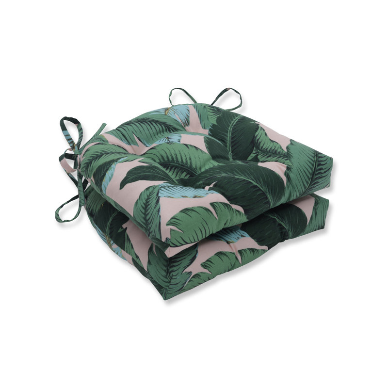 Swaying Palms Reversible Indoor/Outdoor Dining Chair Cushion Size: 16
