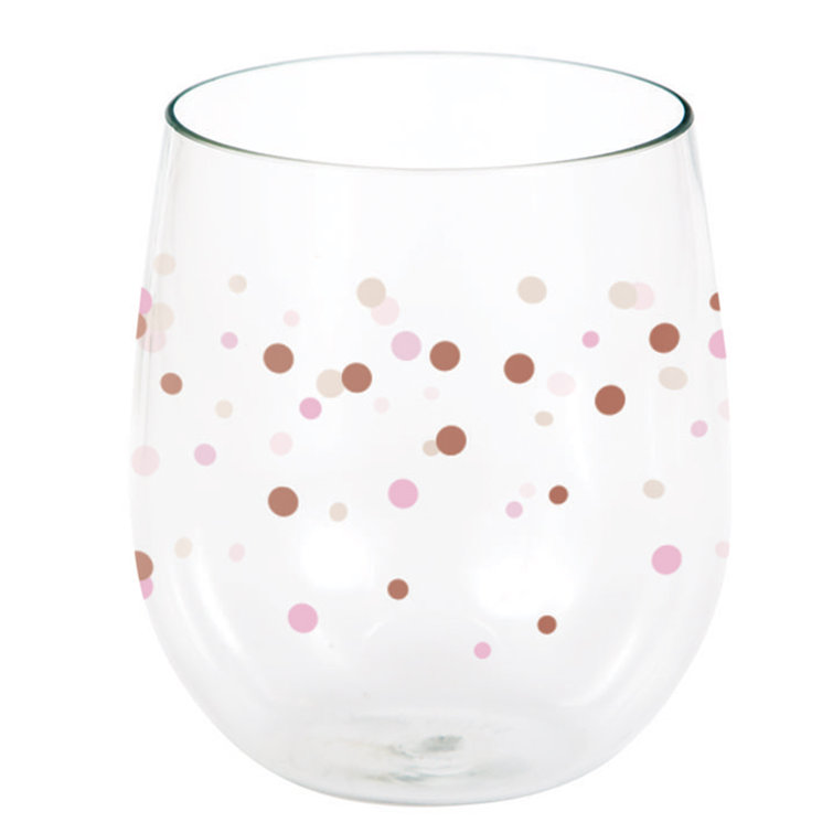 Polka Dots 14 oz. Plastic Stemless Wine