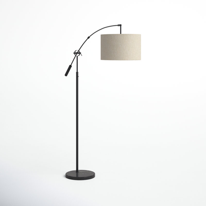 Kata 81" Arched/Arc Floor Lamp Base Finish: Black, Shade Color: Beige