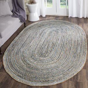 Palm Coast Hand-Woven Natural/Blue Area Rug