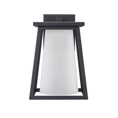 Black Frosted Glass Outdoor Wall Lantern