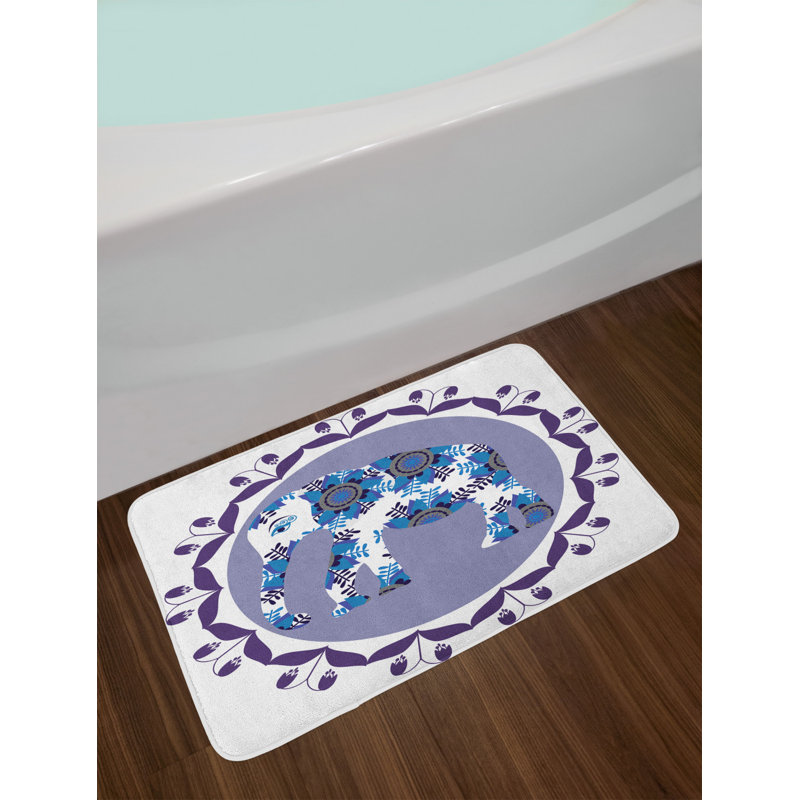 East Urban Home Ambesonne Floral Bath Mat Elephant With Flower
