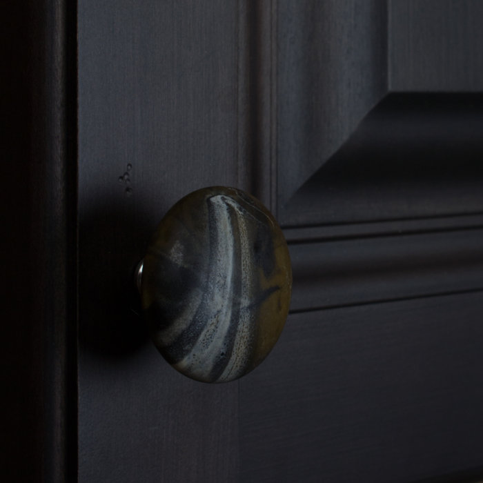 Gliderite Hardware Handpainted River Rock Stone Ceramic Cabinet