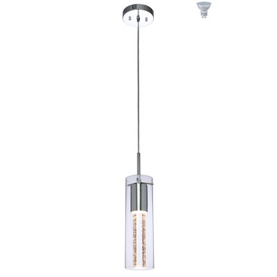 1 Light Mini Pendant Lights With Glass And Bubble Crystal, Modern Hanging With Led Bulb
