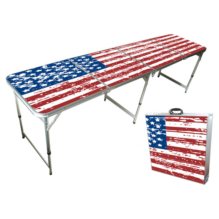 Callm 8 Foot Premium Outdoor Folding Table Adjustable Height Upgraded Beer Pong Set for Adults Table Beer Pong Table 8 Heavy Duty Foldable Party Pong Tables