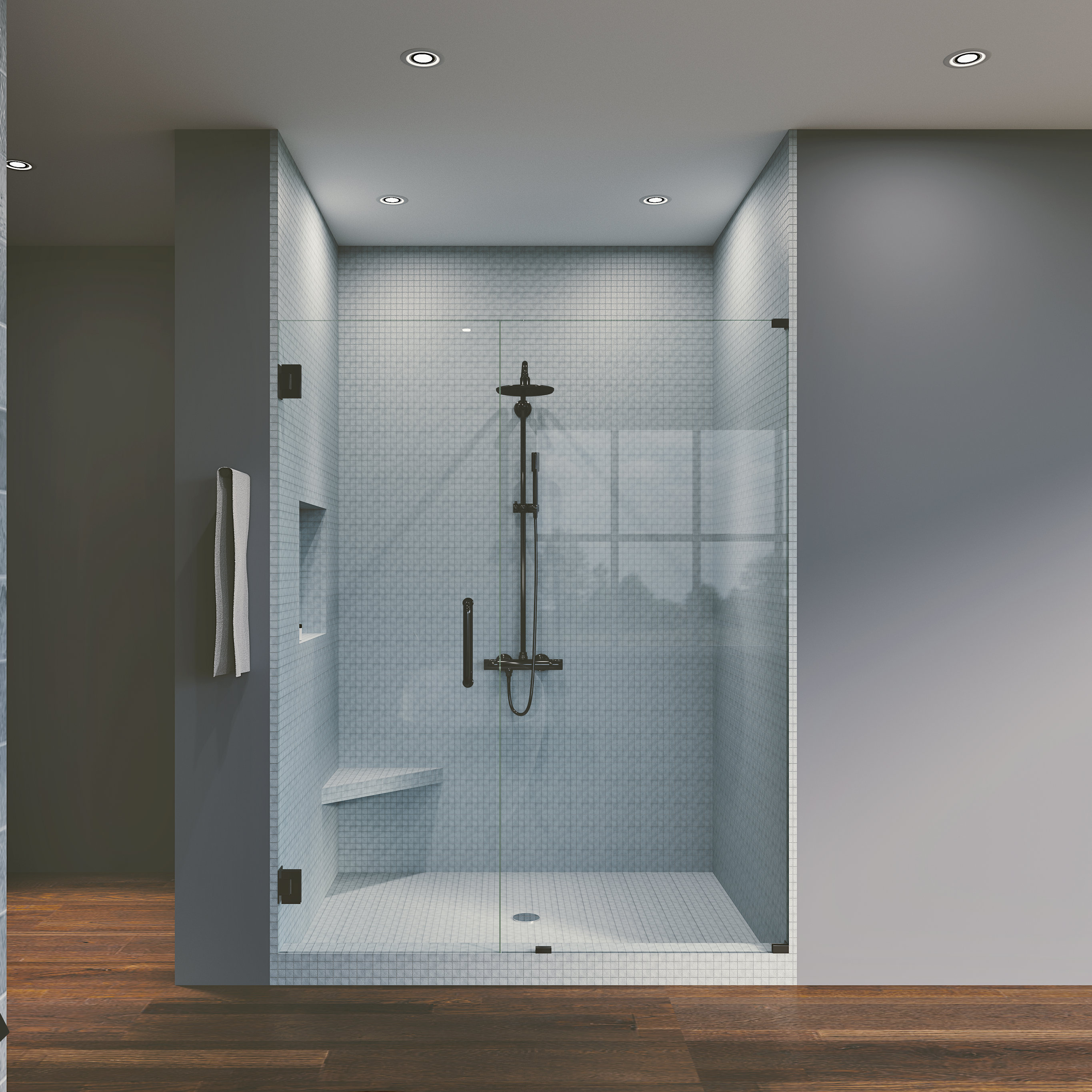 Waterfall Bath Enclosures 46" x 76" Hinged Frameless Shower Door & Reviews  | Wayfair