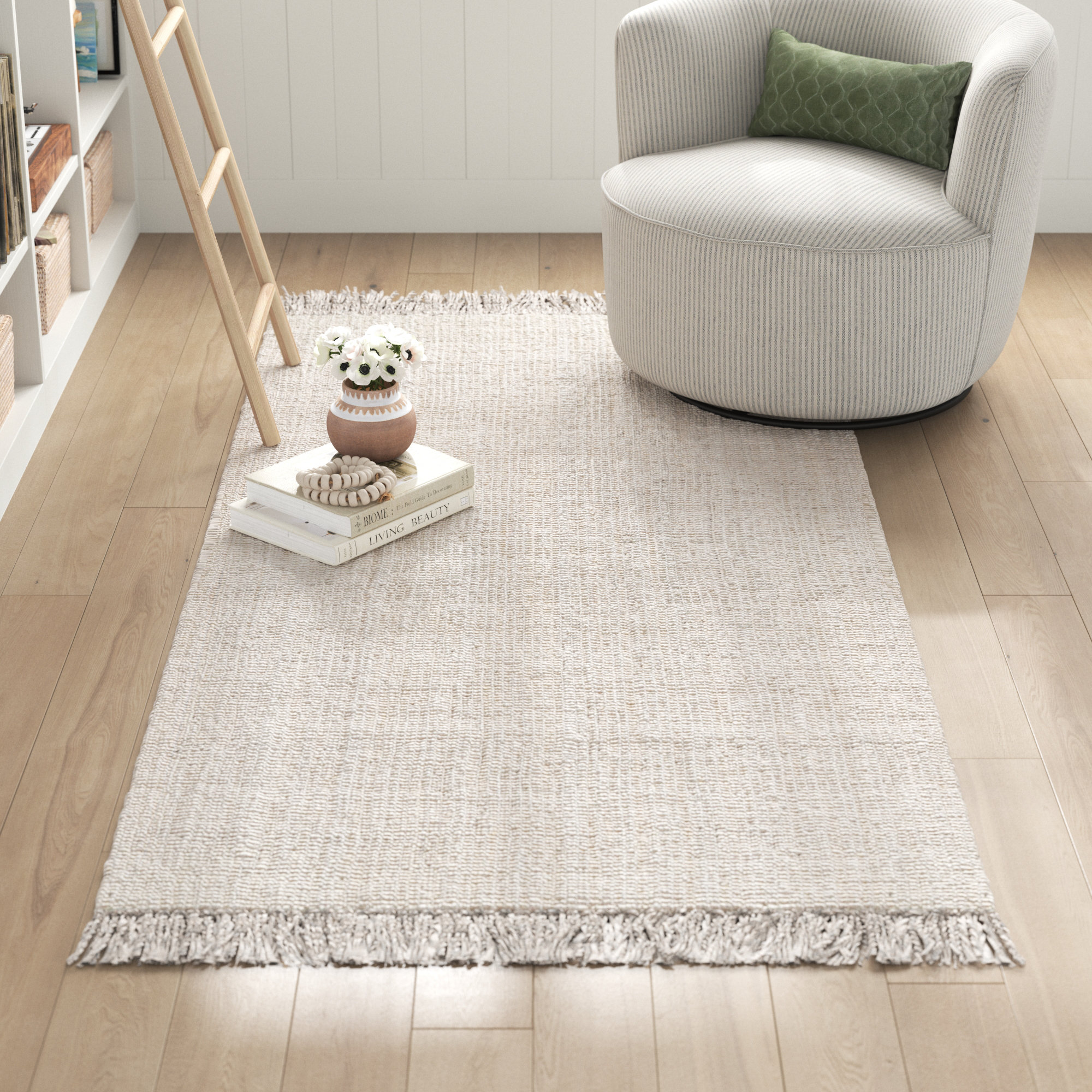 Gracie Oaks Isalgue Handmade Farmhouse Chunky Jute Area Rug in OffWhite & Reviews Wayfair