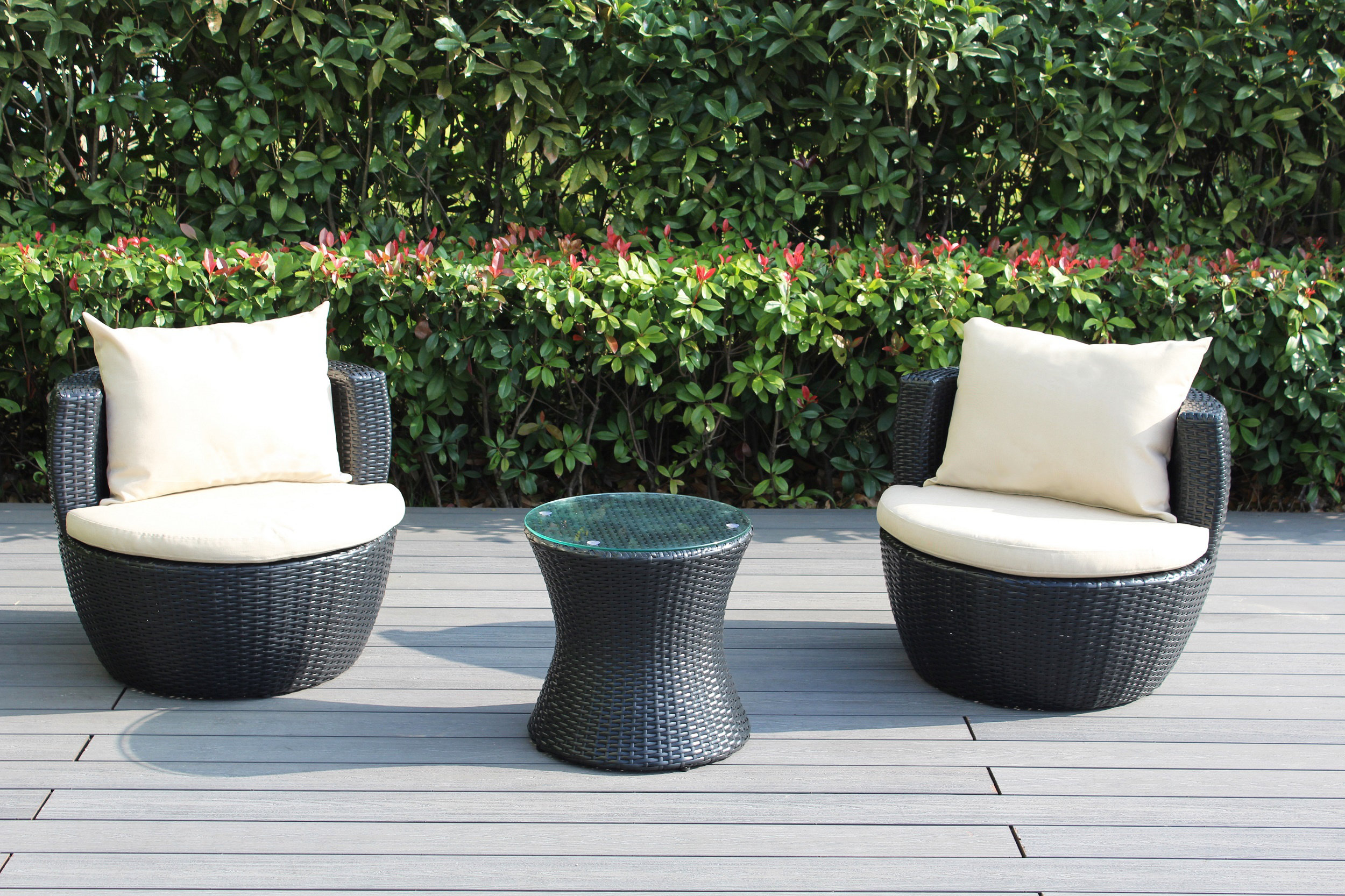 Ebern Designs Elkport 2 Piece Rattan Seating Group With Cushions Reviews Wayfair