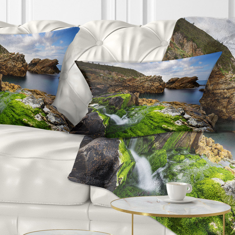 East Urban Home Rocks And Waterfall In Spanish Coast Seashore Photo Lumbar Pillow Wayfair