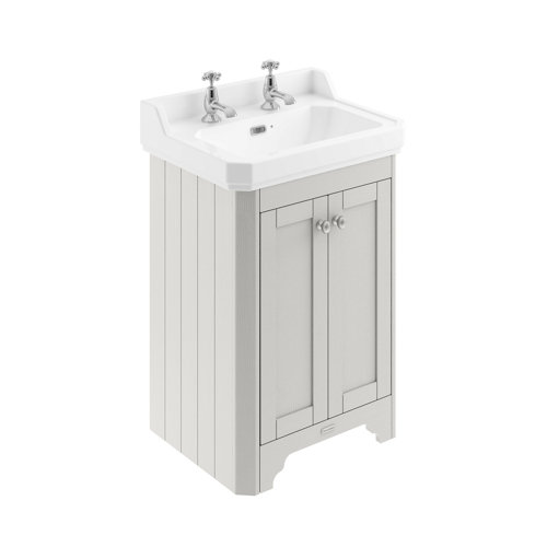 Park Lane Worcester Timeless Sand Traditional Floor Standing Vanity Unit & 2 Tap Hole Basin 595mm