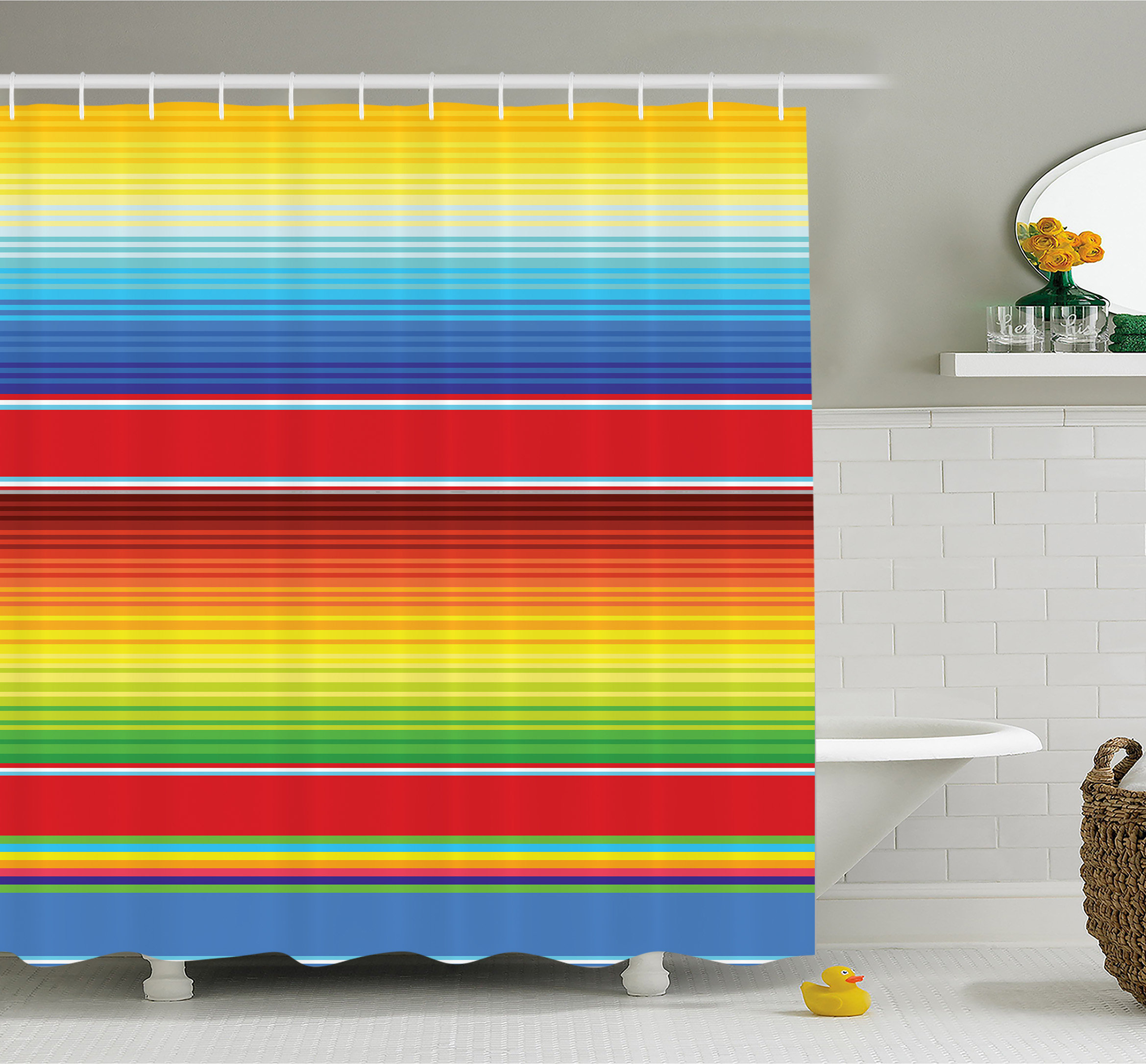 East Urban Home Mexican Horizontal Coloured Ethnic Blanket Rug