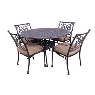 Go to store & view more images Elzada 5 Piece Sunbrella Dining Set with Cushions by Fleur De Lis Living
