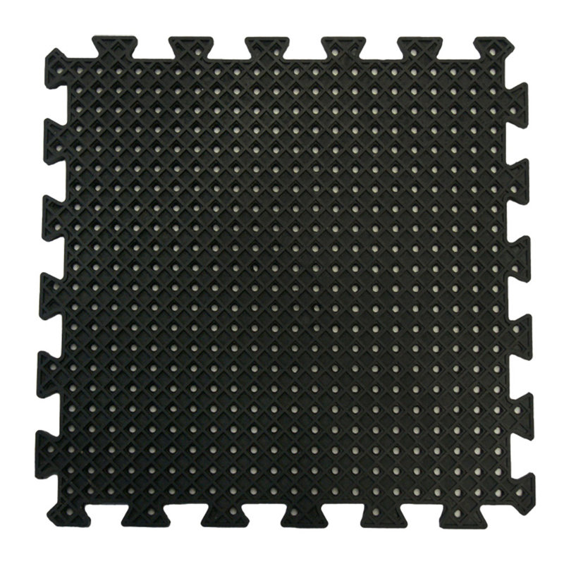 Rubber Cal Inc Eco Drain Interlock Garage Flooring Tiles In Black Wayfair