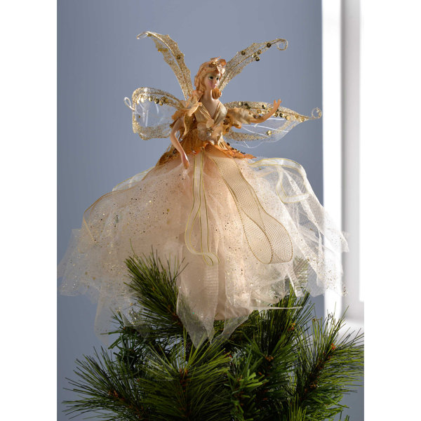 White Silver Angel Fairy Christmas Tree Topper Decoration Vintage