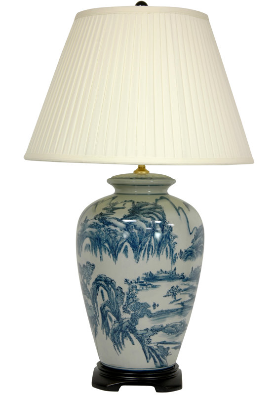 Chinese Landscape Oriental 29" Table Lamp