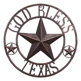 GOD BLESS OUR HOME Metal Barn Star Rustic Brown Texas Rope Ring Wall Decor 24" 