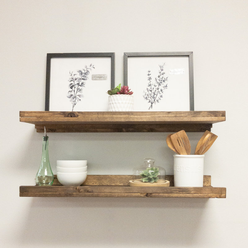 Tishie 2 Shelves 2 Piece Pine Solid Wood Floating Shelf Reviews