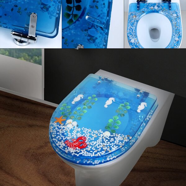 Blue Aqua Fleece Fabric Cover Toilet Seat Lid and Fabric Cover Tank Top