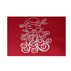 Santa Baby Decorative Holiday Print Red Indoor/Outdoor Area Rug
