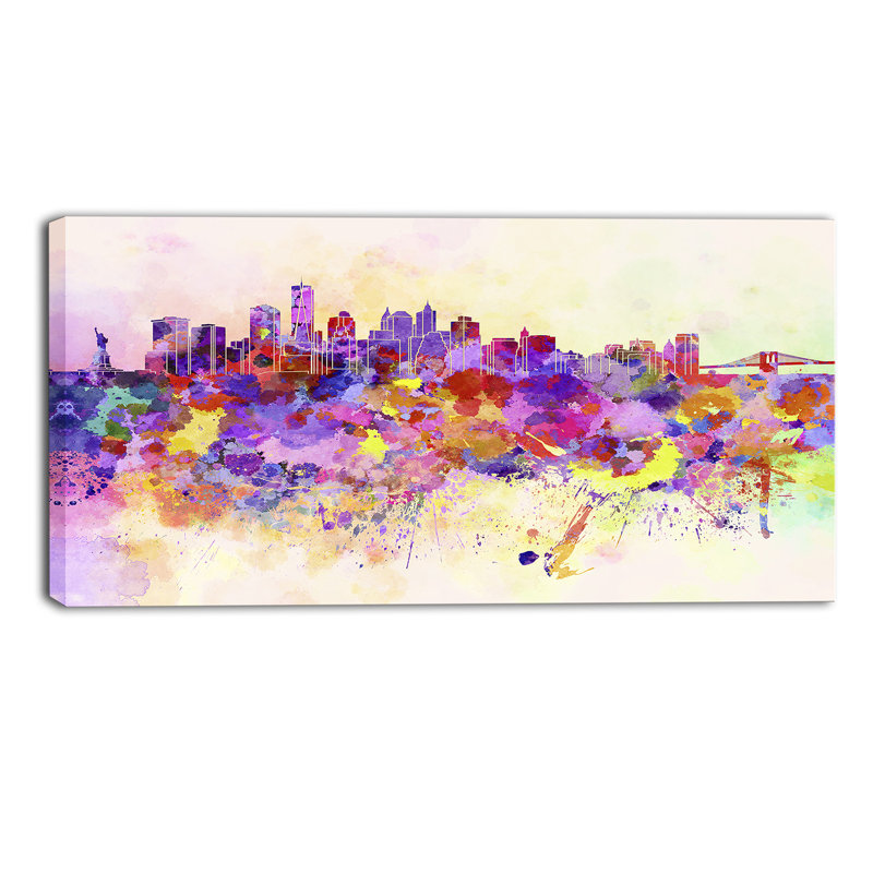 Designart New York Skyline Cityscape Painting Print On Wrapped