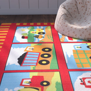 Baby Room Rugs Wayfair Lenny Trucks And Trains Kids Baby Room Red Area Rug