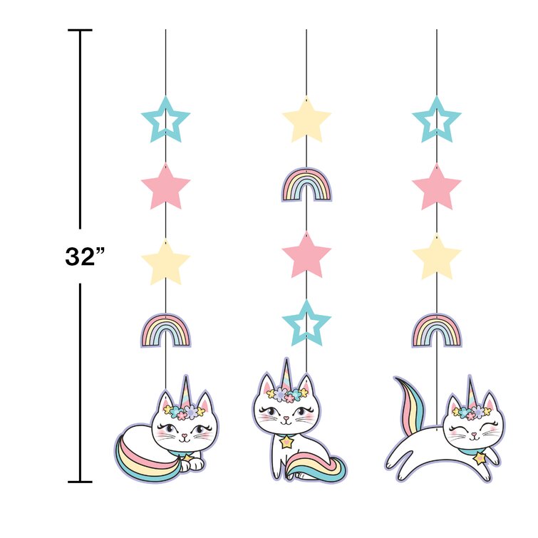 Includes Meowgical Caticorn Birthday Banner Hanging Decorations and Centerpiece Caticorn Party Supplies and Decorations Perfect Caticorn Birthday Party Decorations and Cat Birthday Party Supplies! Caticorn Photo Props and Star Cutouts