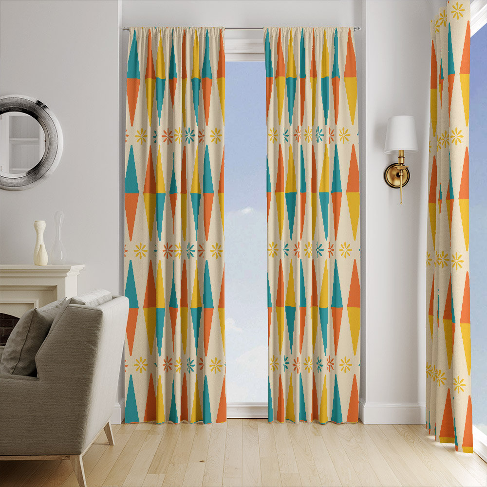 Folk N Funky Mid Century Modern Kites Geometric Semi Sheer Curtain Panels Wayfair Folk N Funky Mid Century Modern Kites Geometric Semi Sheer Curtain Panels Wayfair