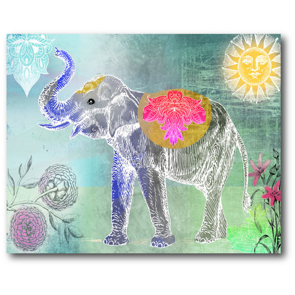 'Cool Elephant' Graphic wall Art Print on Wrapped Canvas