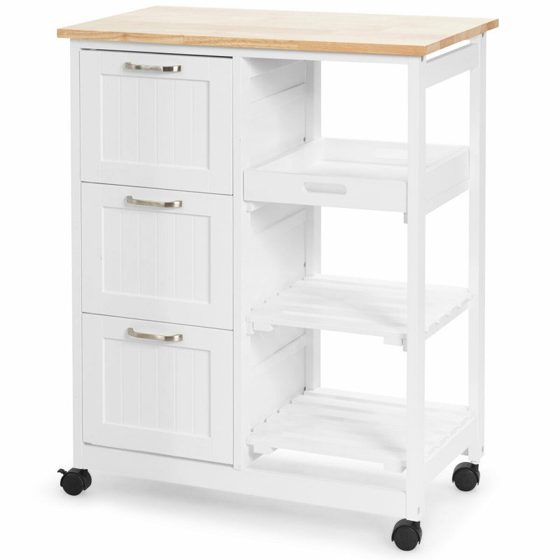 Dovecove Kitchen Cart With Solid Wood Top Wayfair