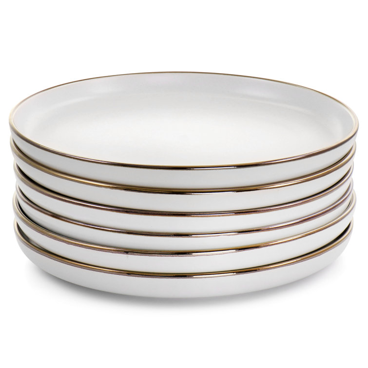 Elama Arthur 6 Piece Stoneware Dinner Plate Set In Matte White With ...