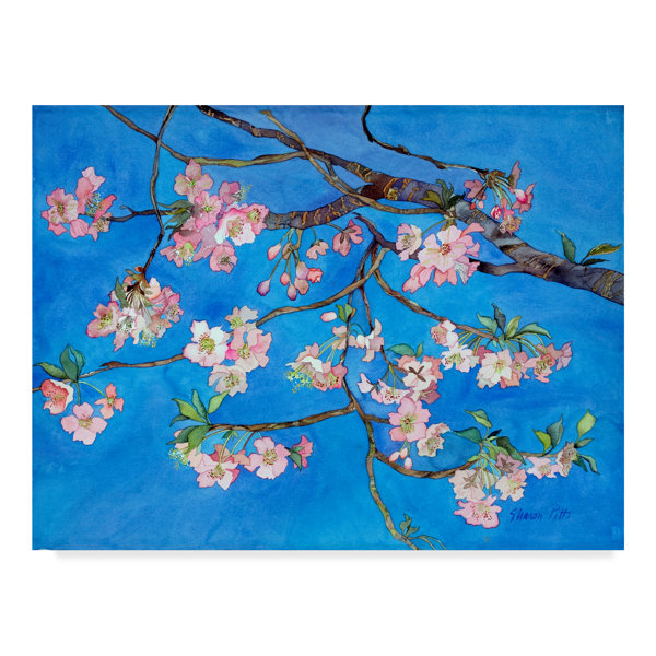 Charlton Home Cherry Blossoms Pink Acrylic Painting Print On