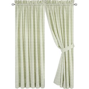 Breckan Tailored Plaid & Check Semi-Sheer Rod Pocket Curtain Panels (Set of 2)