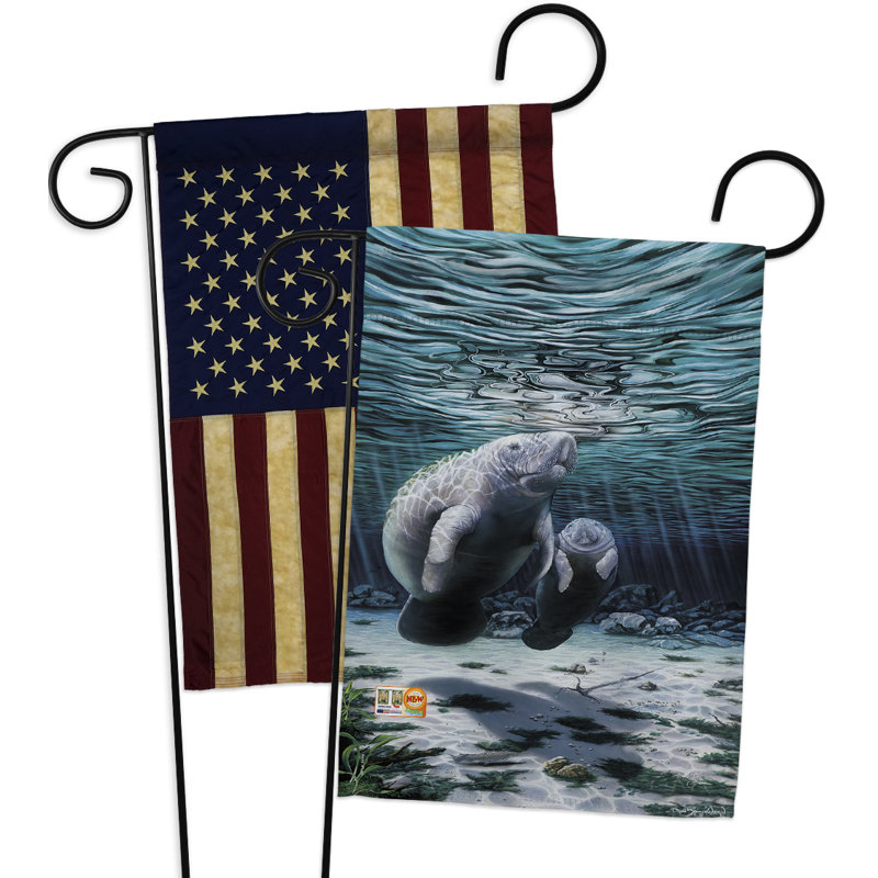 Breeze Decor Manatees 2 Sided Polyester 18 5 H X 13 W 2 Piece Garden Flag Set Wayfair