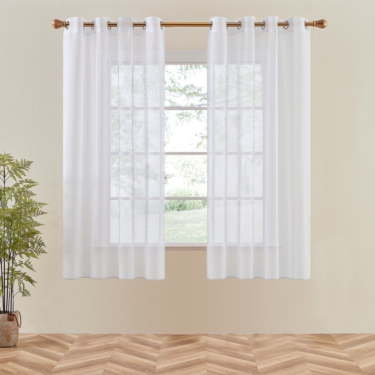 White Sheer Home Decoration Window Coverings for Loft NICETOWN Grommet Top Sheer Curtains 54 Width x 45 Length, Set of 2