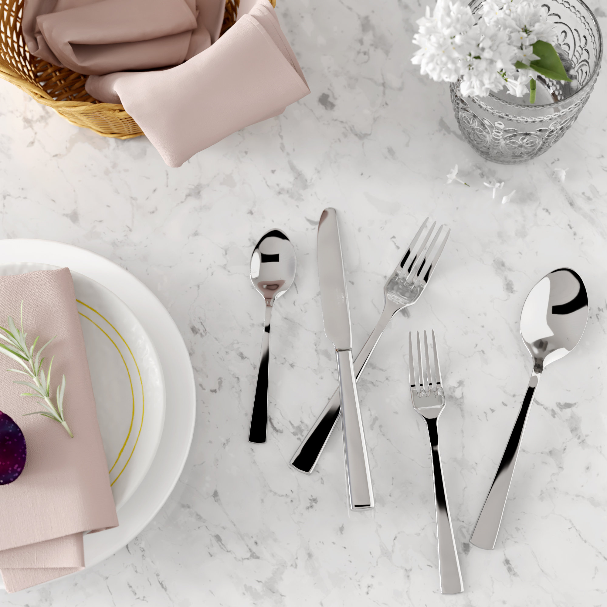 Villeroy Boch Chancellor 60 Piece 18 10 Stainless Steel Flatware Set Service For 12 Reviews Wayfair