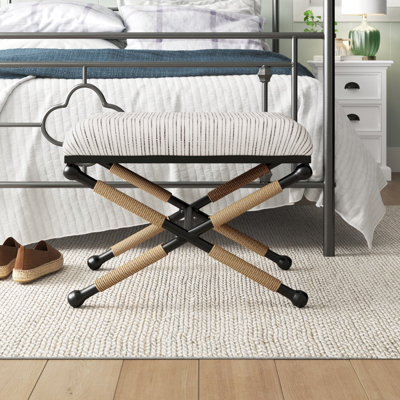 Pippa Lombax 24' Wide Upholstered Iron Accent Stool