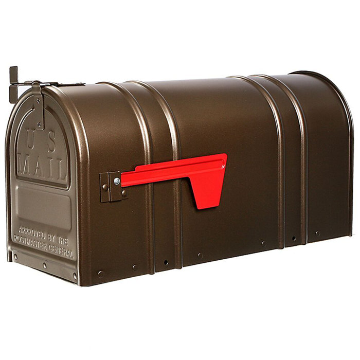 Postal Pro Post-Mount Hampton Mailbox In Bronze With Gold Lettering Durable New