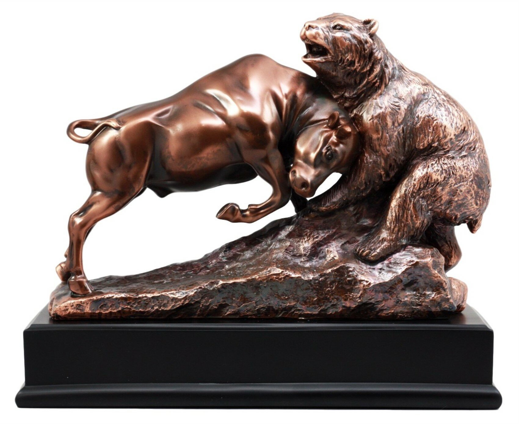 Wall Street Bronze Finish Statue Figurine Stock Market Bull Bust