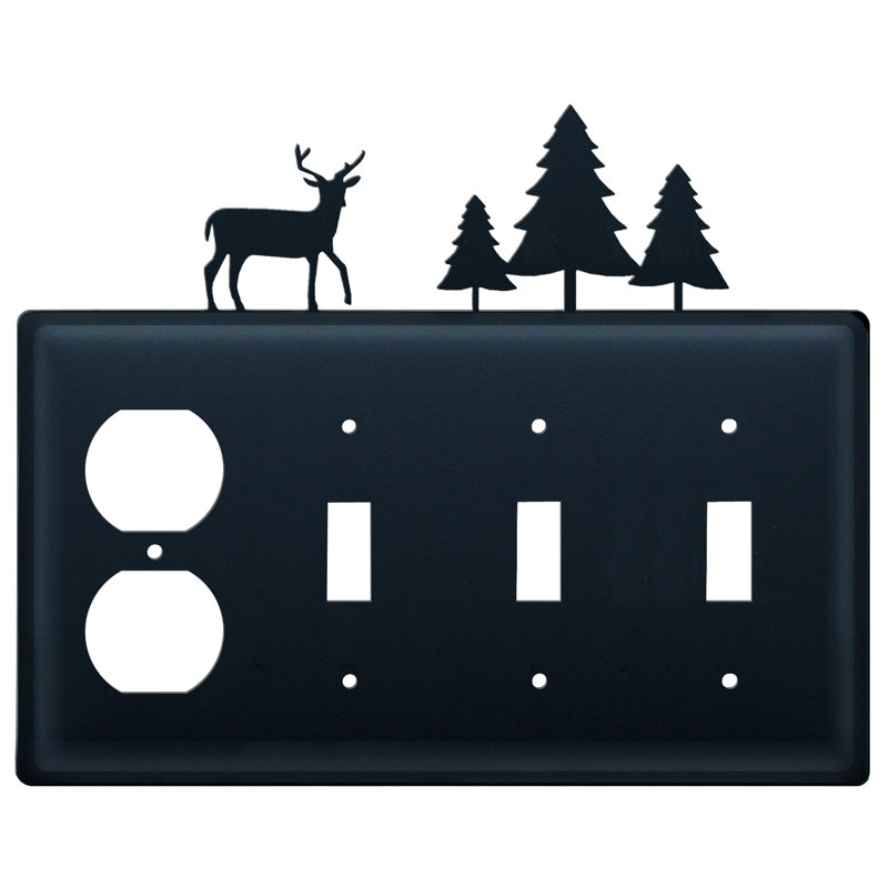 Village Wrought Iron Deer And Pine Trees 4 Gang Duplex Outlet Toggle Light Switch Combination Wall Plate Wayfair