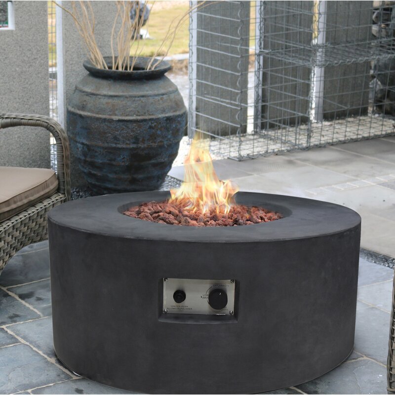 Ebern Designs Ping Concrete Propane Fire Pit Wayfair