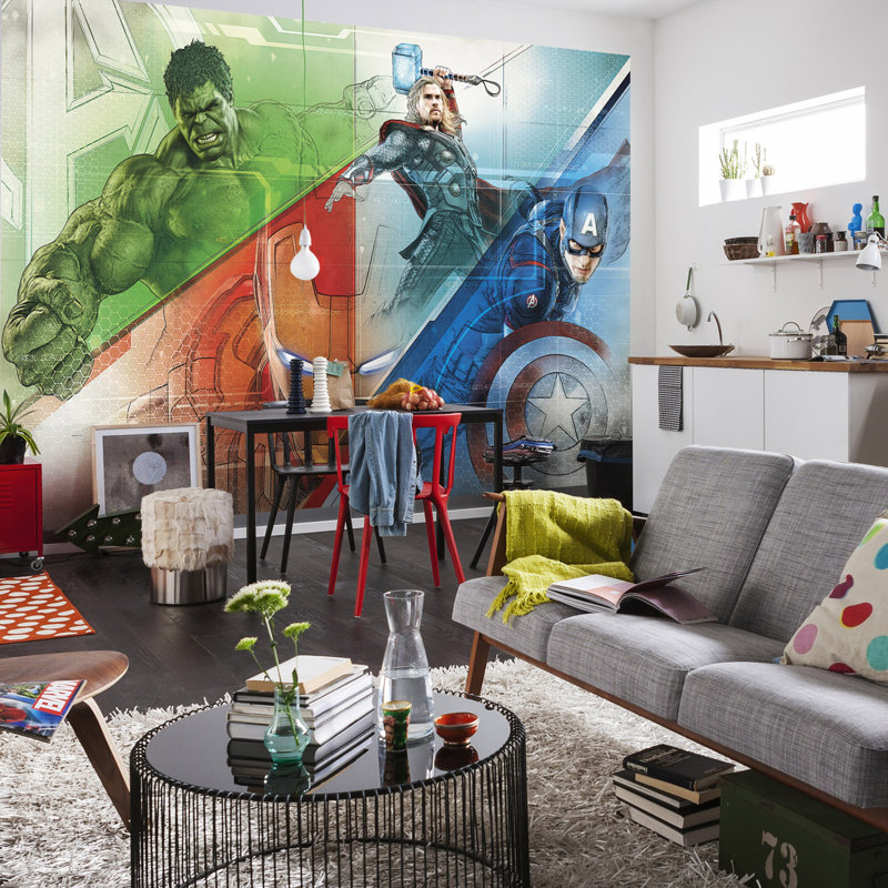 Komar Avengers Graphic Art 2 5m X 368cm 4 Piece Wallpaper Roll