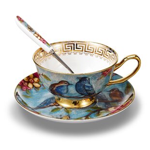 Stechcol Gracie Bone China Op Art Tea Cup w Saucers GLBM2