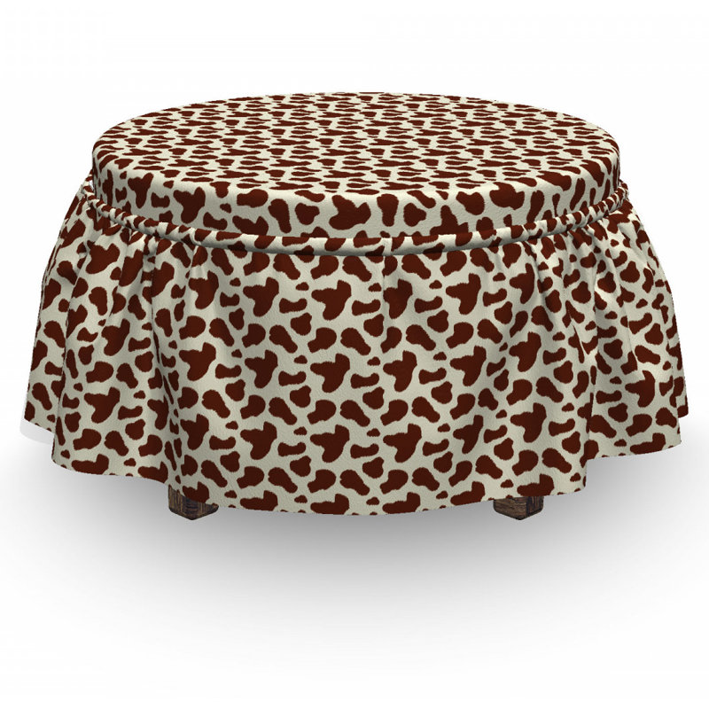 East Urban Home Cow Print Cattle Skin 2 Piece Box Cushion Ottoman Slipcover Set Wayfair