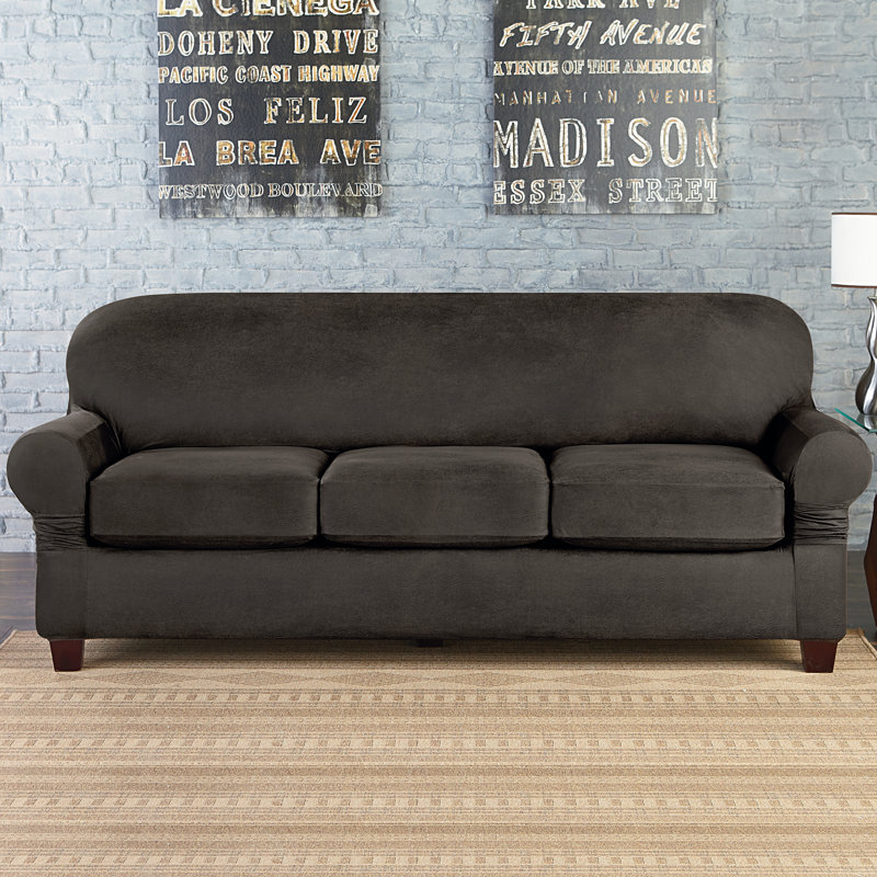 Sure Fit Vintage Leather Furniture Stretch Box Cushion Sofa