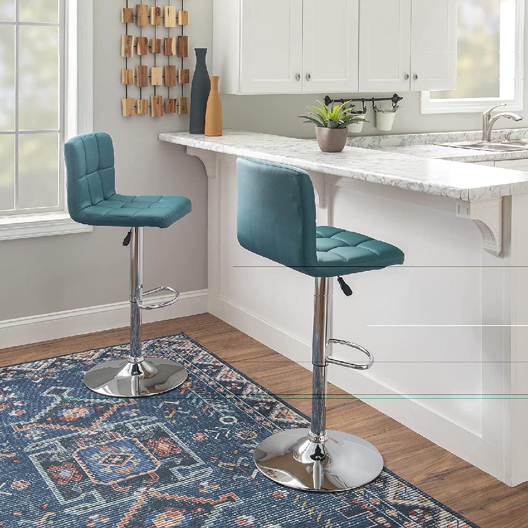 teal faux leather bar stools