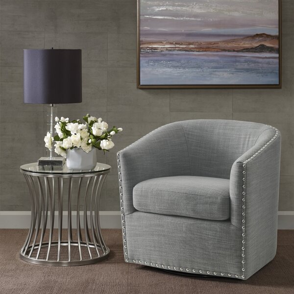 gray barrel chair