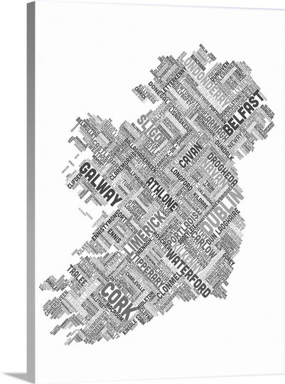 Great Big Canvas Ireland Eire City Text Map By Michael Tompsett Textual Art Wayfair