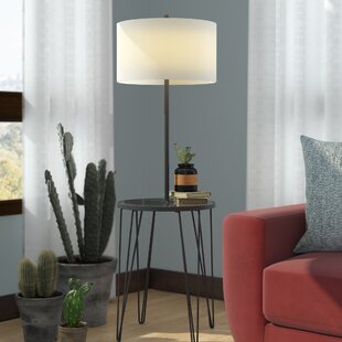 bedside table with lamp attached